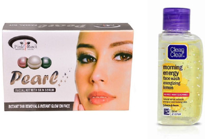 

Pink Root PEARL KIT 83G WITH CLEAN & CLEAR LEMON FACE WASH(Set of 2)