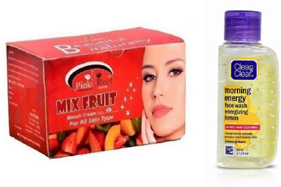 Pink Root MIX FRUIT BLEACH 250G WITH CLEAN & CLEAR LEMON FACE WASH(Set of 2)