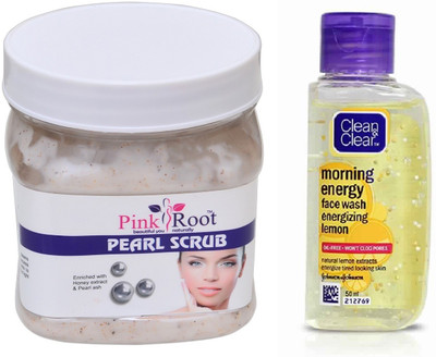 

Pink Root PEARL SCRUB 500ML WITH CLEAN & CLEAR LEMON FACE WASH(Set of 2)