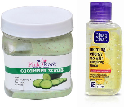 

Pink Root CUCUMBER SCRUB 500ML WITH CLEAN & CLEAR LEMON FACE WASH(Set of 2)