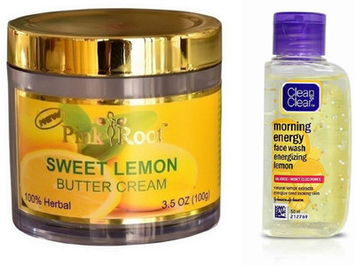 

Pink Root SWEET LEMON CREAM 100G WITH CLEAN & CLEAR LEMON FACE WASH(Set of 2)