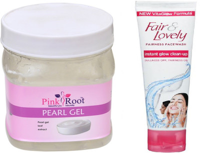 

Pink Root PEARL GEL 500ML WITH FAIR & LOVELY INSTANT GLOW CLEAN-UP FACE WASH(Set of 2)