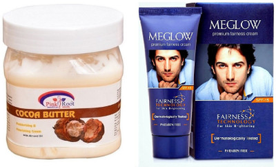 

Pink Root COCOA BUTTER CREAM 500ML WITH MEGLOW MEN FAIRNESS CREAM (SPF-15)(Set of 2)