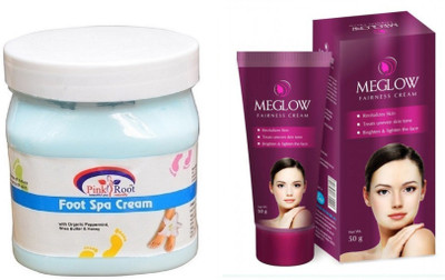 

Pink Root FOOT SPA CREAM 500ML WITH MEGLOW WOMEN FAIRNESS CREAM(Set of 2)