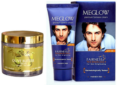

Pink Root OLIVE BUTTER CREAM 100G WITH MEGLOW MEN FAIRNESS CREAM (SPF-15)(Set of 2)