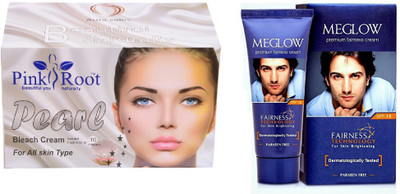 

Pink Root PEARL BLEACH 250G WITH MEGLOW MEN FAIRNESS CREAM (SPF-15)(Set of 2)