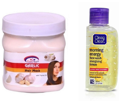 

Pink Root GARLIC MASK 500ML WITH CLEAN & CLEAR LEMON FACE WASH(Set of 2)