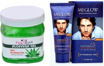 

Pink Root ALOEVERA GEL 500ML WITH MEGLOW MEN FAIRNESS CREAM (SPF-15)(Set of 2)