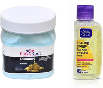 

Pink Root DIAMOND CREAM 500ML WITH CLEAN & CLEAR LEMON FACE WASH(Set of 2)
