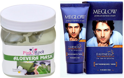 

Pink Root ALOEVERA MASK 500ML WITH MEGLOW MEN FAIRNESS CREAM (SPF-15)(Set of 2)