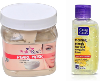 

Pink Root PEARL MASK 500ML WITH CLEAN & CLEAR LEMON FACE WASH(Set of 2)