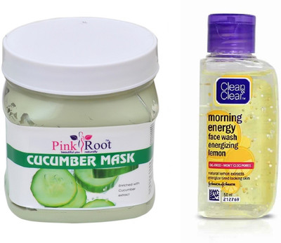 

Pink Root CUCUMBER MASK 500ML WITH CLEAN & CLEAR LEMON FACE WASH(Set of 2)