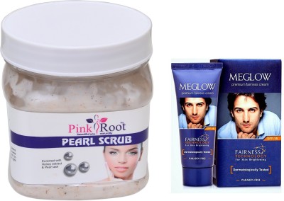 

Pink Root PEARL SCRUB 500ML WITH MEGLOW MEN FAIRNESS CREAM (SPF-15)(Set of 2)