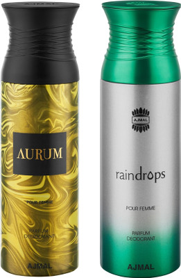 

Ajmal Aurum & Raindrops Deodorants for Women pack of 2 Deodorant Spray - For Women(400 ml, Pack of 2)