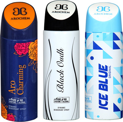 

Arochem A-2-7-8- DEODORANT NEW LATEST COMBO PACK OF 3 200 ML BOTTAL PURE PERFUME NO ALCOHOL DYNAMIC DEODORANT SPRAY Deodorant Spray - For Men & Women(200 ml, Pack of 3)