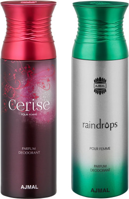 Ajmal Cerise & Raindrops Deodorants for Women pack of 2 Deodorant Spray - For Women(400 ml, Pack of 2)