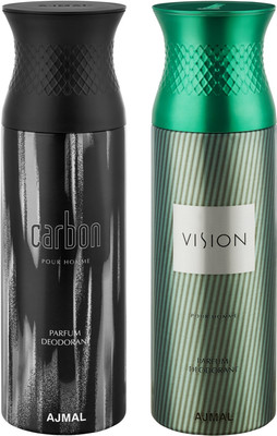 

Ajmal Carbon & Vision Deodorants for Men pack of 2 Deodorant Spray - For Men(400 ml, Pack of 2)
