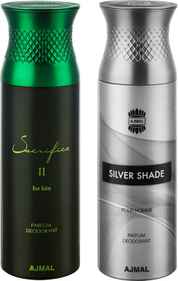

Ajmal Sacrifice II Him & SilverShade Deodorants for Men pack of 2 Deodorant Spray - For Men(400 ml, Pack of 2)