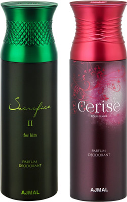 

Ajmal Sacrifice II Him & Cerise Deodorants for Men & Women pack of 2 Deodorant Spray - For Men & Women(400 ml, Pack of 2)