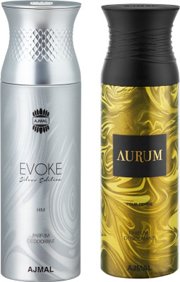 

Ajmal EvokeSilverHim & Aurum Deodorants for Men & Women pack of 2 Deodorant Spray - For Men & Women(400 ml, Pack of 2)