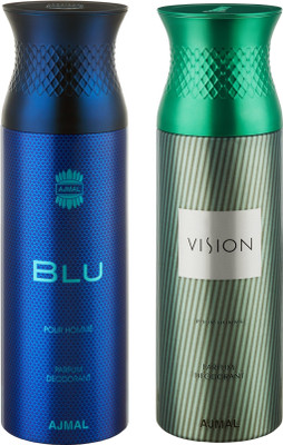

Ajmal Blu & Vision Deodorants for Men pack of 2 Deodorant Spray - For Men(400 ml, Pack of 2)