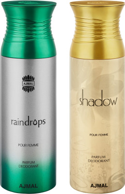 

Ajmal Raindrops & ShadowHer Deodorants for Women pack of 2 Deodorant Spray - For Women(400 ml, Pack of 2)