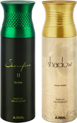 

Ajmal Sacrifice II Him & ShadowHer Deodorants for Men & Women pack of 2 Deodorant Spray - For Men & Women(400 ml, Pack of 2)