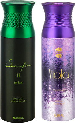 

Ajmal Sacrifice II Him & Viola Deodorants for Men & Women pack of 2 Deodorant Spray - For Men & Women(400 ml, Pack of 2)