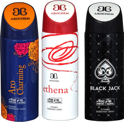 

Arochem A-2-5-6 DEODORANT NEW LATEST COMBO PACK OF 3 200 ML BOTTAL PURE PERFUME NO ALCOHOL DYNAMIC DEODORANT SPRAY Deodorant Spray - For Men & Women(200 ml, Pack of 3)