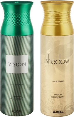 Ajmal Vision & ShadowHer Deodorants for Men & Women pack of 2 Deodorant Spray - For Men & Women(400 ml, Pack of 2)