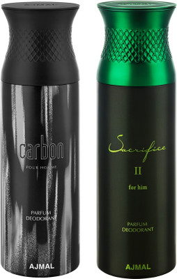 

Ajmal Carbon & Sacrifice II Him Deodorants for Men pack of 2 Deodorant Spray - For Men(400 ml, Pack of 2)