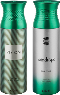 

Ajmal Vision & Raindrops Deodorants for Men & Women pack of 2 Deodorant Spray - For Men & Women(400 ml, Pack of 2)