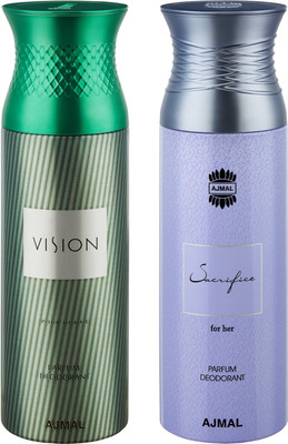 

Ajmal Vision & SacrificeHer Deodorants for Men & Women pack of 2 Deodorant Spray - For Men & Women(400 ml, Pack of 2)
