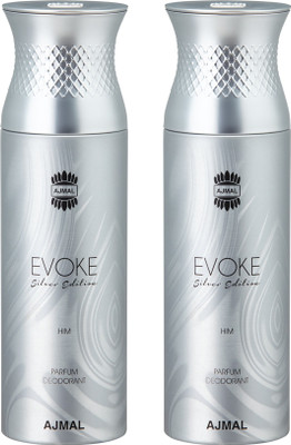 

Ajmal EvokeSilverHim & EvokeSilverHim Deodorants for Men pack of 2 Deodorant Spray - For Men(400 ml, Pack of 2)