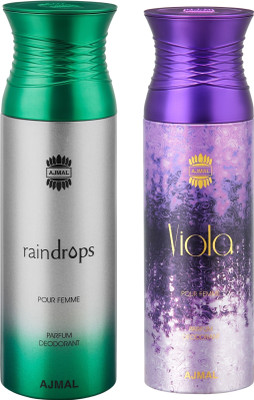 

Ajmal Raindrops & Viola Deodorants for Women pack of 2 Deodorant Spray - For Women(400 ml, Pack of 2)