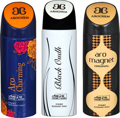 

Arochem A-2-7-11- DEODORANT NEW LATEST COMBO PACK OF 3 200 ML BOTTAL PURE PERFUME NO ALCOHOL DYNAMIC DEODORANT SPRAY Deodorant Spray - For Men & Women(200 ml, Pack of 3)