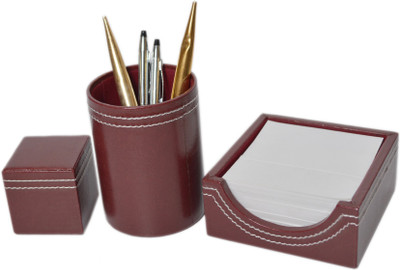 

Knott 3 Compartments Leather Desk Organiser Set(Brown)