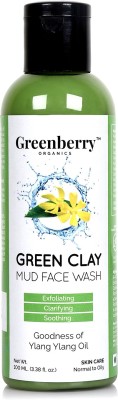 

Greenberry Organics Green Clay Mud Face Wash | Exfoliating, Clarifying & Soothing | With goodness of Ylang Ylang Oil | Sulphates & Paraben Free Face Wash(100 ml)