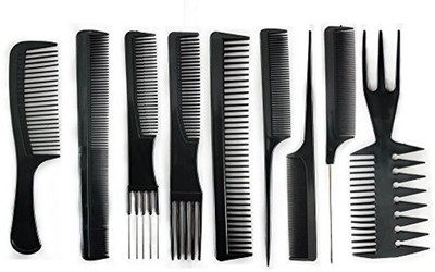 

BOXO Set Of 9 Pcs Multipurpose Salon Hair Styling Hairdressing barber Combs Set For Men And Women, Black