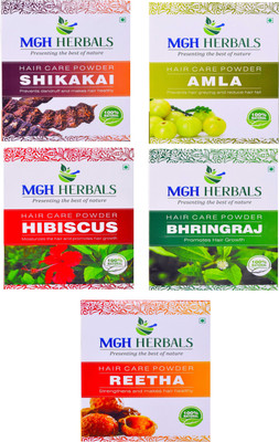 

MGH Herbals Organic Shikakai, Amla, Hibiscus, Bhringraj & Reetha Powder (Pack of 5) Each 100 Gms(500 g)