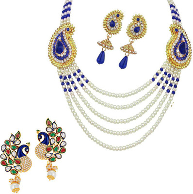 Jewels Capital Alloy Gold-plated White Jewellery Set(Pack of 1)