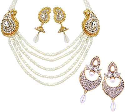 Styylo Jewels Alloy Gold-plated White Jewellery Set(Pack of 1)