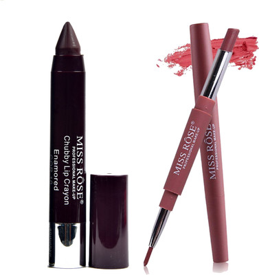 

Miss Rose double head water proof matte lipstick and lip liner chubby 10(multicolor)