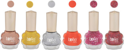 

BELLE Set of 6 Nail Polishes Glossy , Glitter and Metallic 5 ml each Multi(Pack of 6)