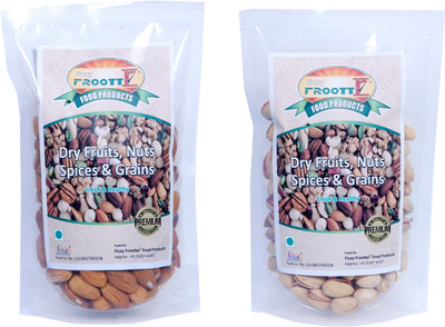 

FLUXYFROOTTR ALMOND NUTS AND PISTACHIO FRUIT | PREMIUM (COMBO) | DRY-FRUITS (Pack of 2) 250 GM EACH Almonds, Pistachios(500 g, Pouch)