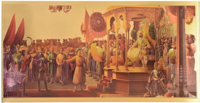 Golden Foil Photo Print Of Shivaji Maharaj Rajabhishek Unframed Poster (20 X 40 Inches) Fine Art Print(20 inch X 40 inch, Rolled)
