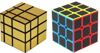 

Montez High Speed Carbon Fiber Sticker 3x3 & Gold Mirror Magic Rubik Cube(2 Pieces)
