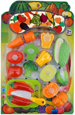 

Bestie Toys Realistic Sliceable Vegetables Cutting Play Toy Set with Chopping Board And Knife for Kids.
