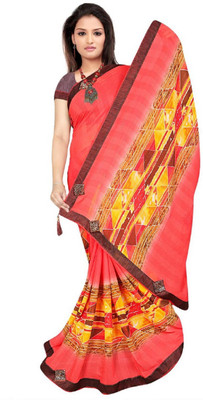 Kiran Sarees Solid, Printed, Self Design Bollywood Poly Silk, Lace, Chiffon Saree(Orange, Red, Multicolor) Flipkart