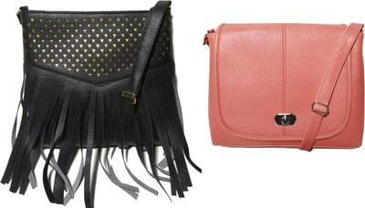 

AZED Collections Girls Casual Black, Orange Rexine Sling Bag